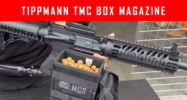 VIDEO: Tippmann TMC Paintball Gun Shooting Box Magazine Demo