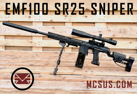 SR25 Semi Auto Sniper EMEK MG100 EMF100 Paintball Gun