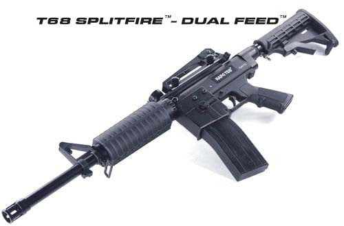 NEW T68 SplitFire Dual Feed Paintball Gun