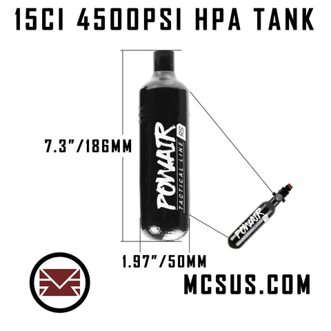 PowAir Tactical Line  0.23L / 15ci HPA (300 Bar / 4500 PSI) Air Tank