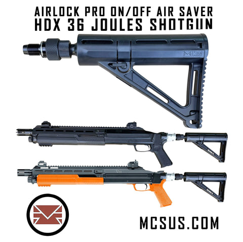 HDX TX68 Shotgun 36 - 40 Joules AirLock Pro On/Off Air Saver Adapter + 88g/90g Buttstock