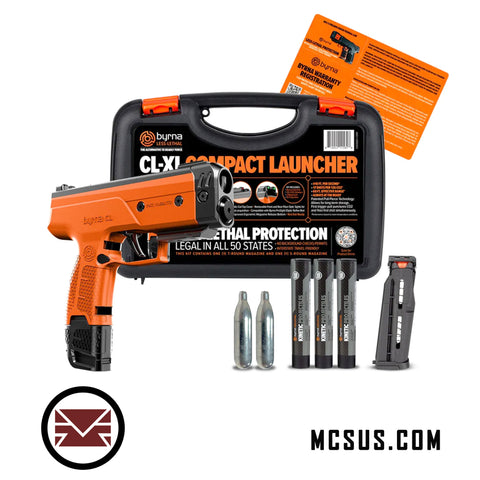 Byrna CL - XL .61 Cal Launcher Orange/Black - Universal Kit  (12g Boost, 7rd Mag, Flush, 15 Kinetics)