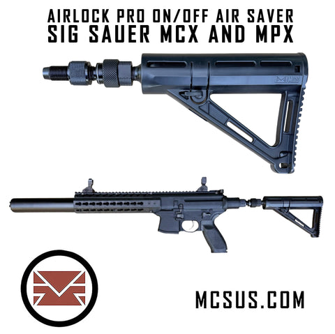 Sig Sauer MCX and MPX AirLock Pro On/Off Air Saver Adapter + 88g/90g Buttstock