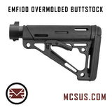 EMF100 MG100 OverMolded Carbine Buttstock With Mil-Spec Buffer Tube and Adapter