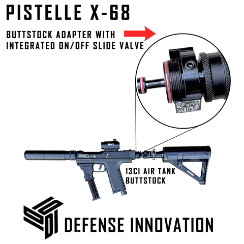 Max Power Pistelle X-68 Buttstock With Emergency Integrated On/Off Slide Valve Adapter