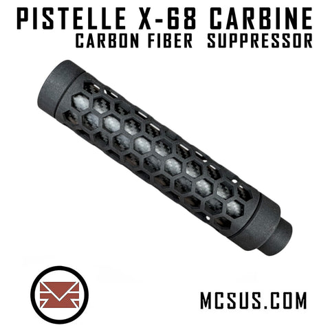 Pisttelle X-68 Carbine Carbon Fiber Suppressor (M22 Threads)