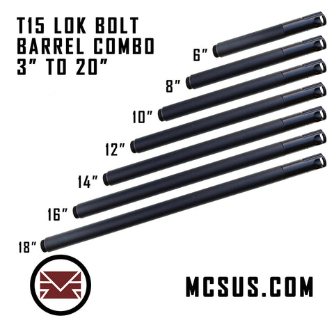 T15 Lok Bolt And Lion Claw Barrel Combo Kit (22mm Muzzle Threads) Length 3, 4, 5, 6, 7, 8, 9, 10, 11, 12, 13, 14, 15, 16,18, 20 inch)