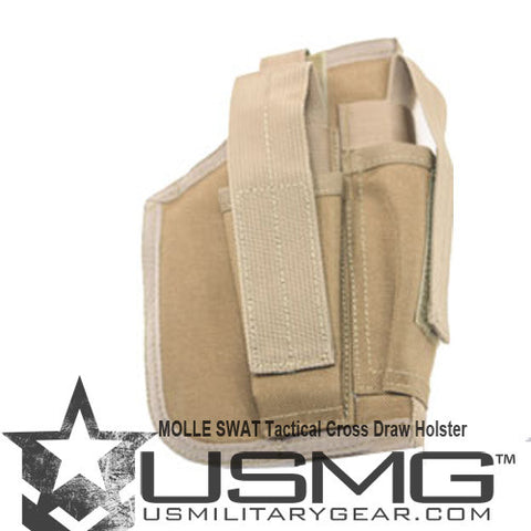 TAN MOLLE Cross Draw Holster Left Hand Small