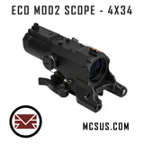 Vism ECO MOD2 4X34 Prismatic Rifle Scope w/ Green Laser, Red/White LED Navigation Light