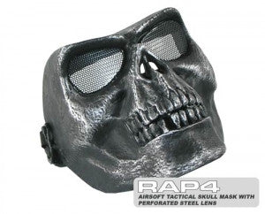Tactical Skull Mask with Perforated Steel Lens (Silver)