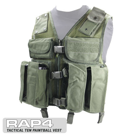 Tactical Ten Paintball Vest (Large Size) Olive Drab