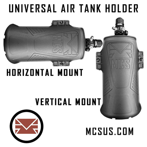 Universal Hard Shell Air Tank Holder MOLLE Horizontal Mounting With Vertical Attachment Option