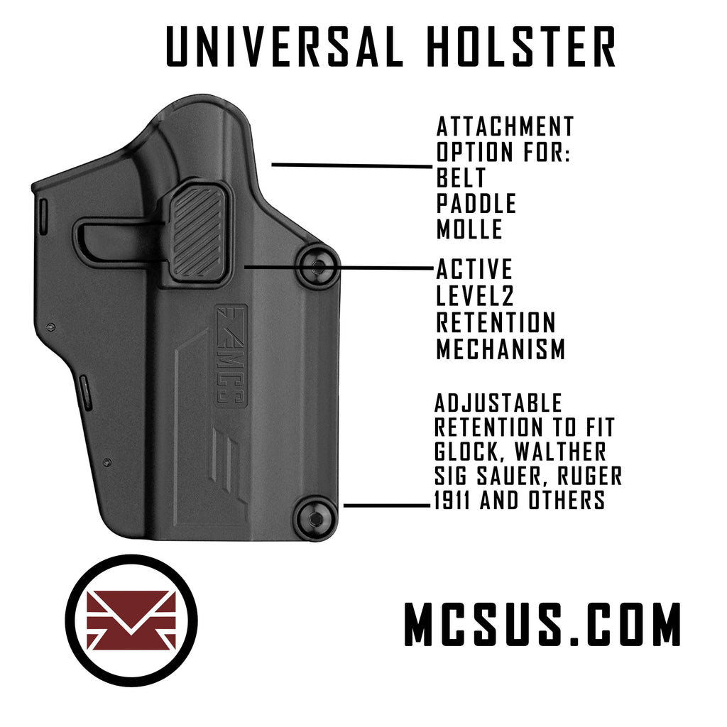 Universal Low Ride Leg Holster (Glock, S&W, Sig Sauer, Walther, Ruger, – MCS